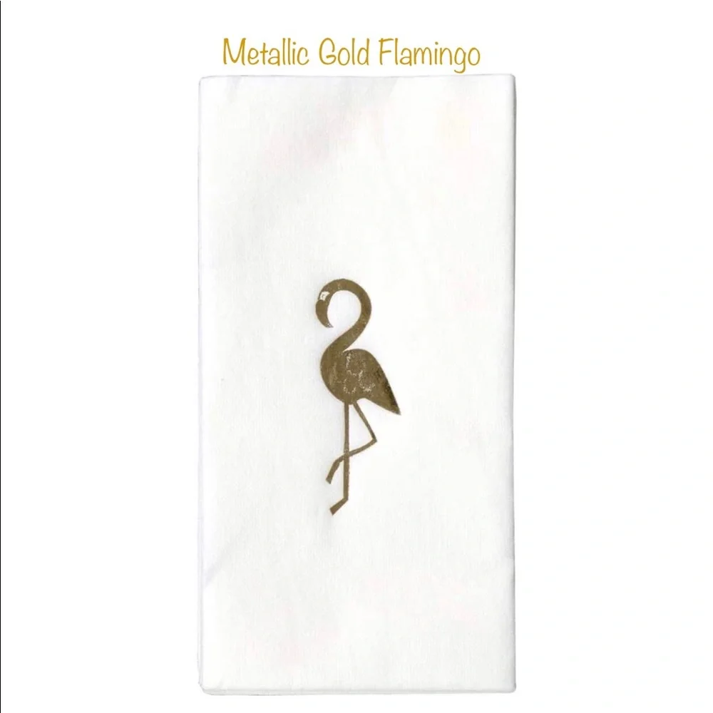 Metallic Guest Towels Dinner Napkins: Choose Flamingo/Pineapple in Gold or Pink